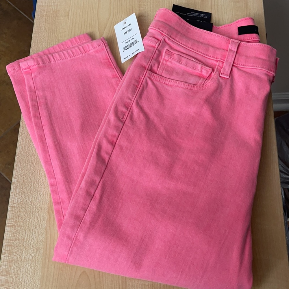 J Brand Lillie Coral Pink Hi-Rise Crop Photo Ready Jeans